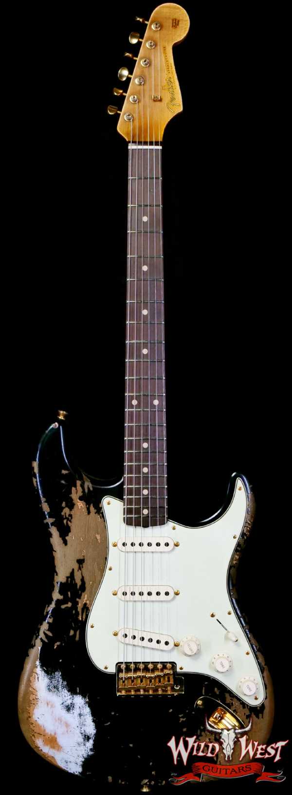 Fender Custom Shop Wild West Guitars 25th Anniversary 1960 Stratocaster Madagascar Rosewood Fretboard Heavy Relic Black 7.90 LBS