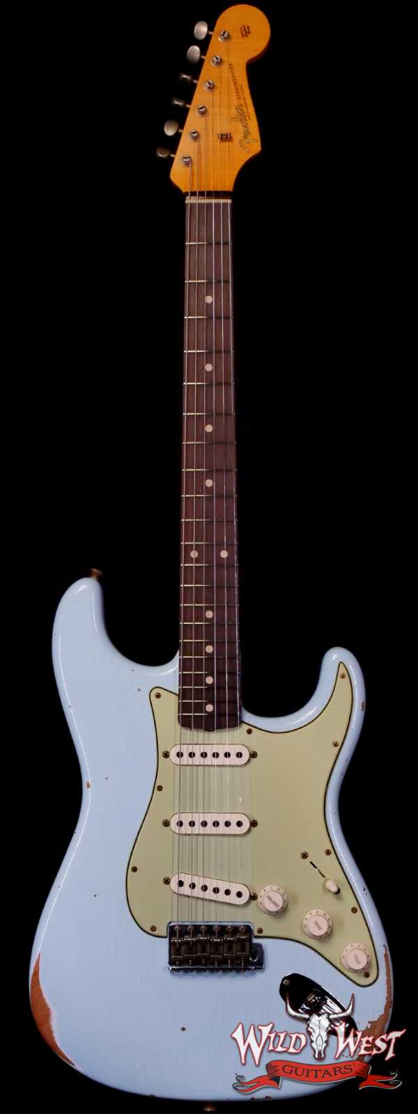 Fender Custom Shop 1962 Stratocaster Hand-Wound Pickups AAA Dark Rosewood Slab Board Relic Sonic Blue 7.65 LBS
