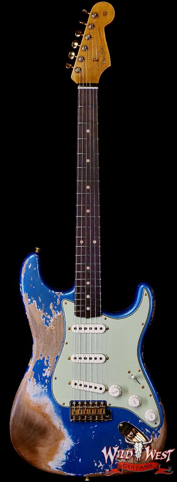 Fender Custom Shop Wild West Guitars 25th Anniversary 1960 Stratocaster Madagascar Rosewood Fretboard Heavy Relic Lake Placid Blue 7.60 LBS