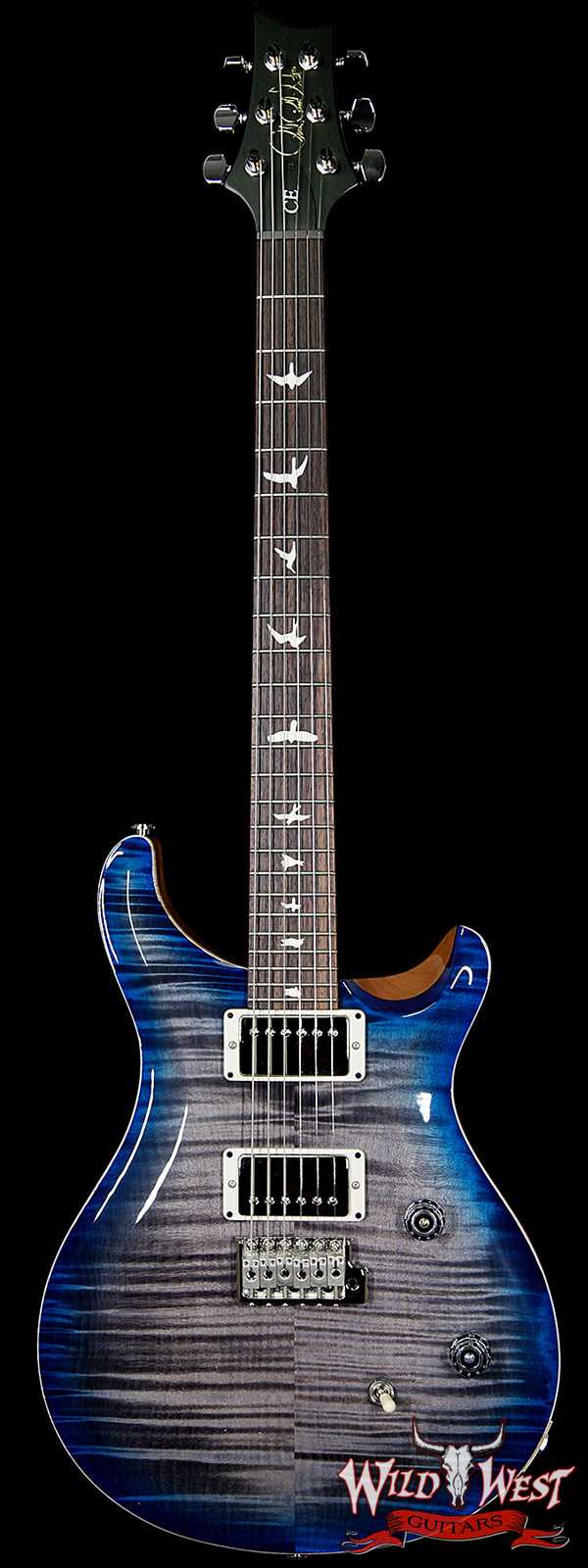 PRS Wild West Guitars Special Run CE 24 Flame Top 57/08 Pickups Faded Grey Black Blue Burst 244783