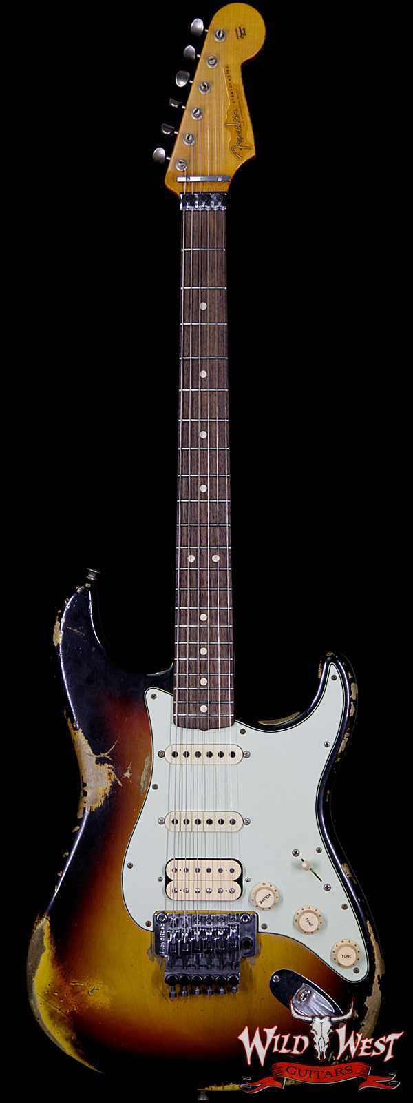 2015 Fender Custom Shop 1960 Stratocaster Relic HSS Floyd Rose Rosewood Fretboard 3 Tone Sunburst