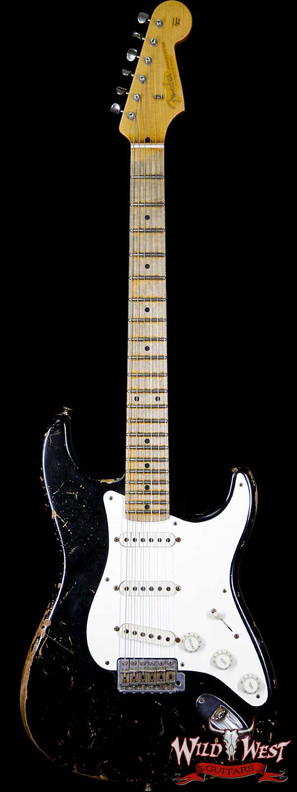 2011 Fender Custom Shop 1956 Stratocaster Heavy Relic Flame Quartersawn Maple Neck Black 7.1 Pounds