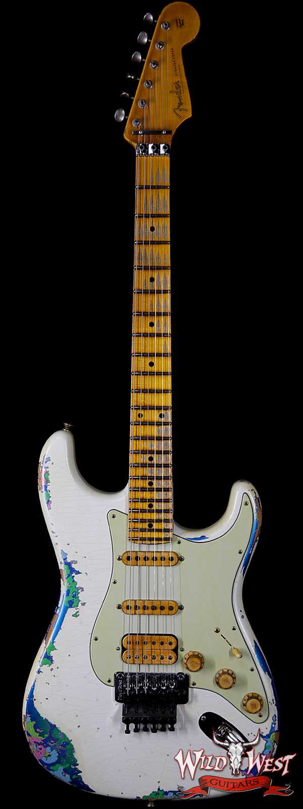 Fender Custom Shop White Lightning Stratocaster HSS Floyd Rose Heavy Relic Maple Neck 22 Frets Blue Flower
