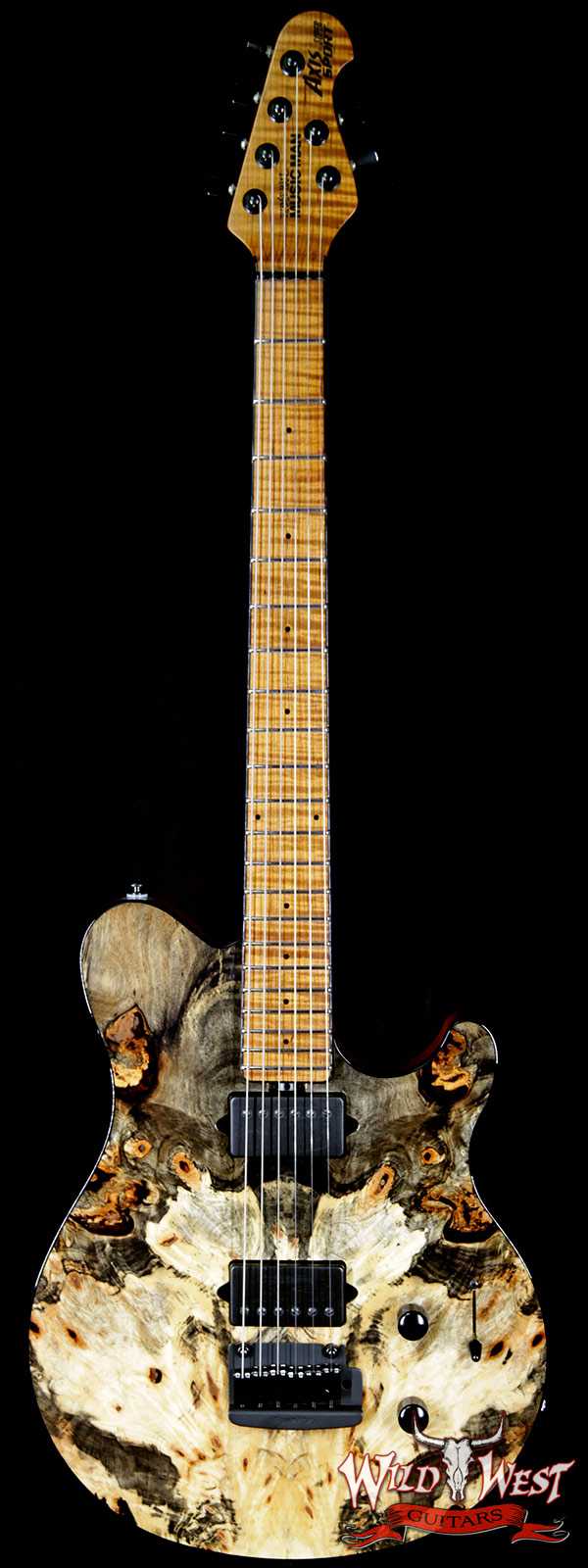 2018 Ernie Ball Music Man BFR Axis Super Sport Limited # 36 of 85 Buckeye Burl Top Roasted Flame Maple Neck Natural