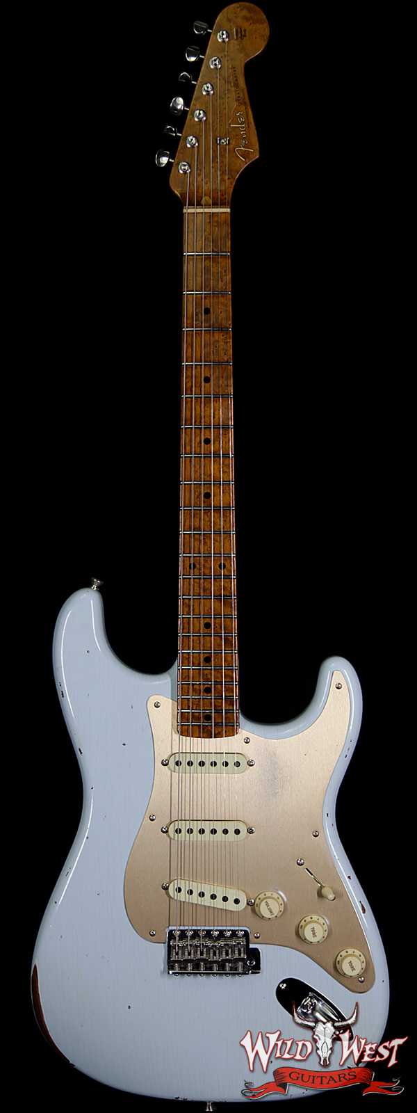 Fender Custom Shop 30th Anniversary LTD Roasted 1956 Stratocaster Relic Birdseye Neck & Board Faded Sonic Blue