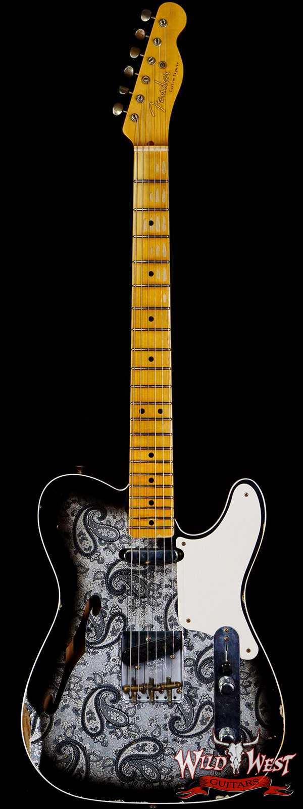 Fender Custom Shop Limited Editon Roasted Pine Double Esquire Thinline Custom Relic Semi-Hollow Maple Neck Aged Black Paisley