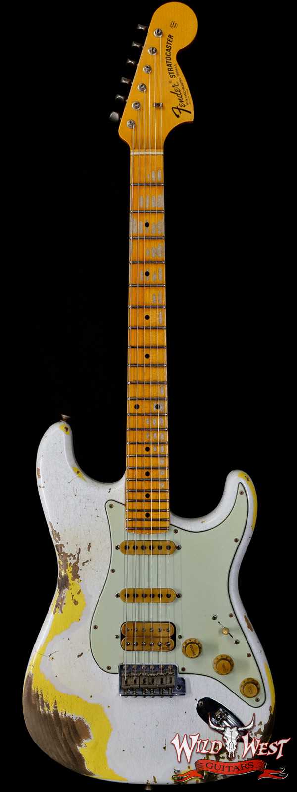 Fender Custom Shop Wild West White Lightning Stratocaster 2.0 Heavy Relic Maple Fingeboard Graffiti Yellow