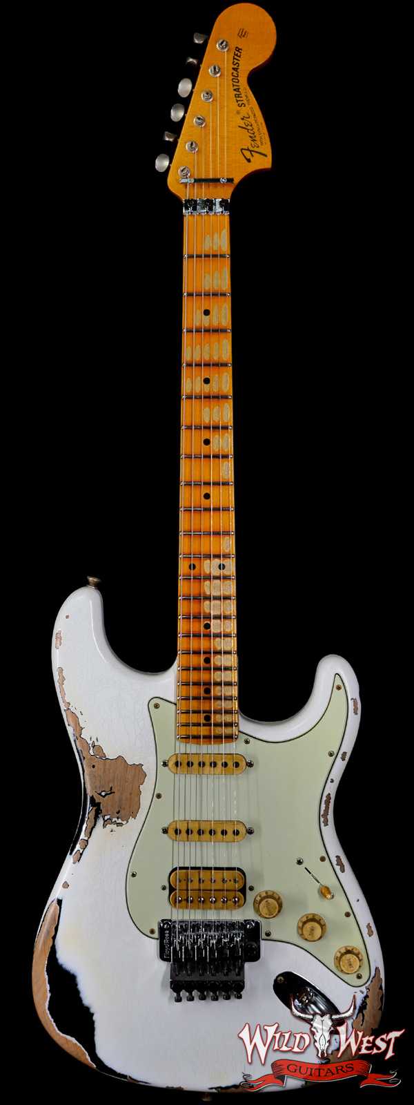Fender Custom Shop Wild West White Lightning Stratocaster Floyd Rose Heavy Relic Maple Fingeboard Black