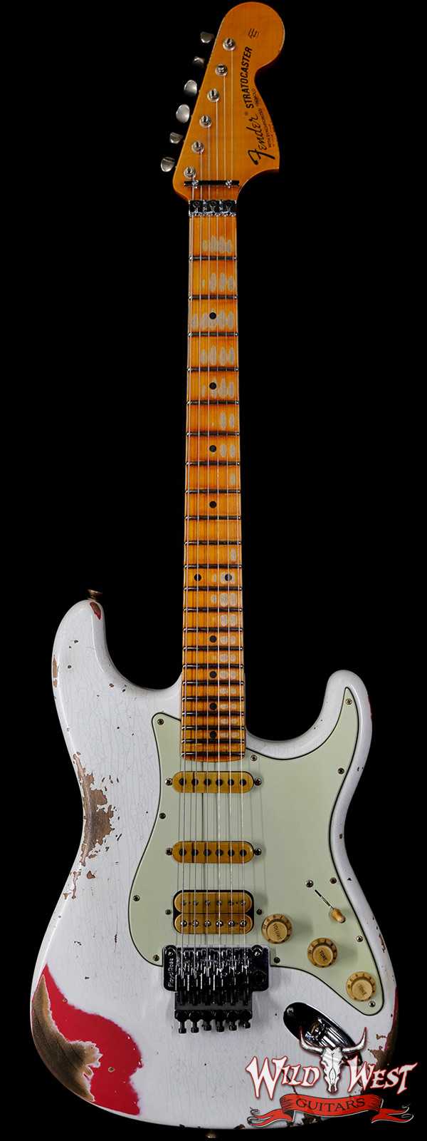 Fender Custom Shop Wild West White Lightning Stratocaster Floyd Rose Heavy Relic Maple Fingeboard Fiesta Red