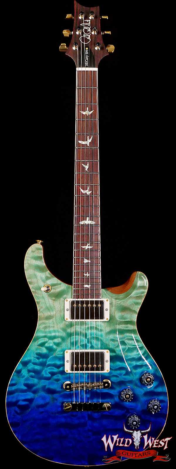 Paul Reed Smith PRS Wood Library Quilt 10 Top McCarty 594 Cocobolo Fingerboard Blue Fade