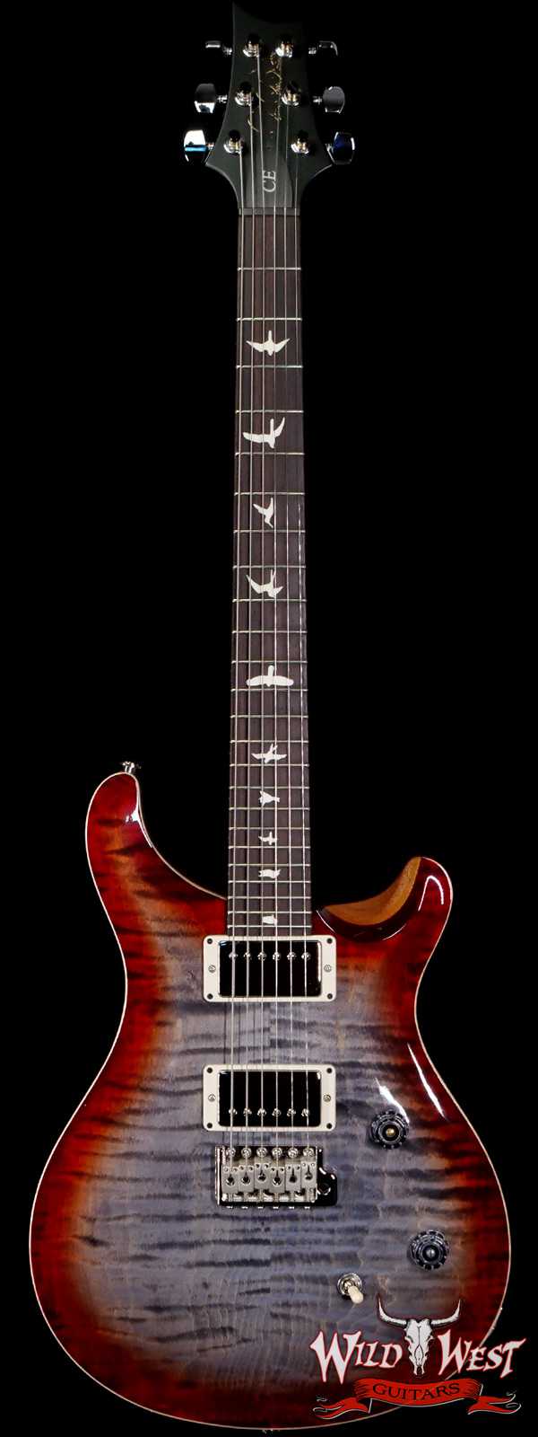 PRS Wild West Guitars Special Run Flame Top Black Neck CE 24 Faded Gray Black Cherry Burst 314496