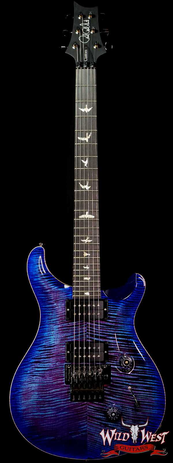 PRS Wood Library 10 Top Custom 24 Floyd Rose Ebony Fingerboard AAA Flame Maple Neck Violet Blue Burst