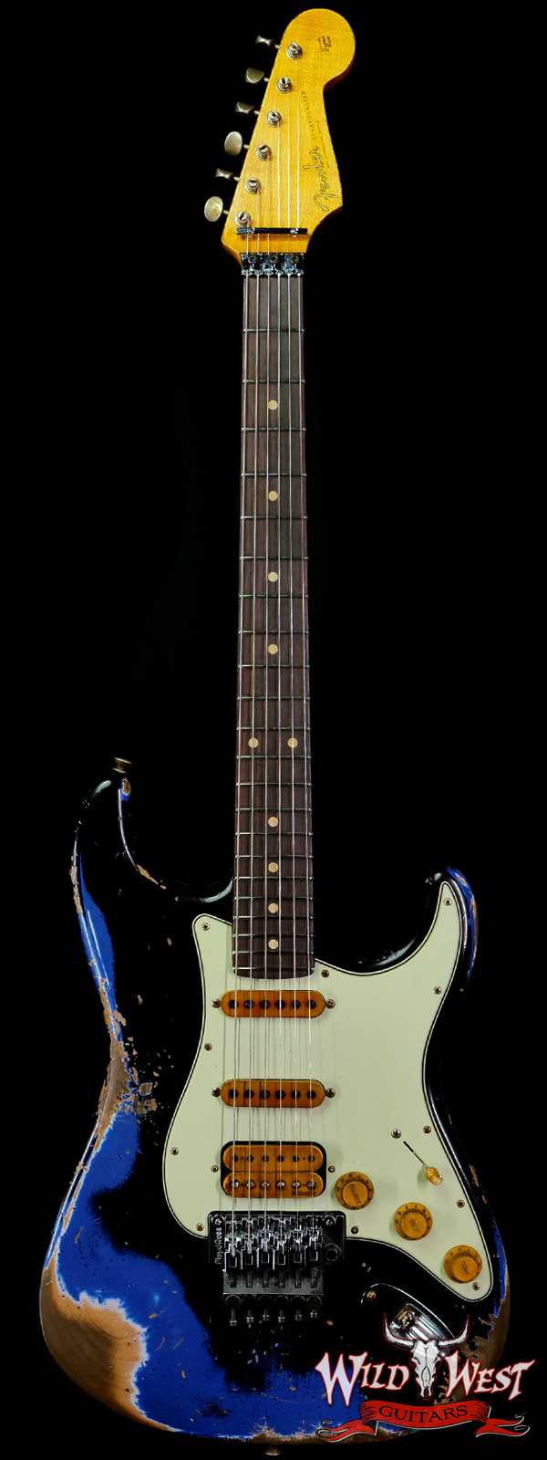 Fender Custom Shop Wild West Black Lightning Stratocaster Floyd Rose Heavy Relic Rosewood Board 22 Frets Lake Placid Blue