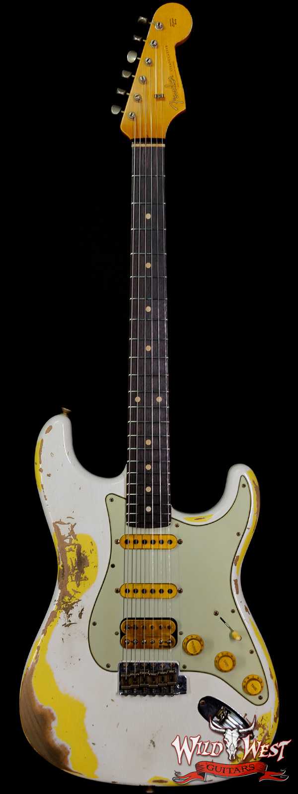 Fender Custom Shop Wild West White Lightning 2.0 Stratocaster HSS Heavy Relic Rosewood Board 22 Frets Graffiti Yellow