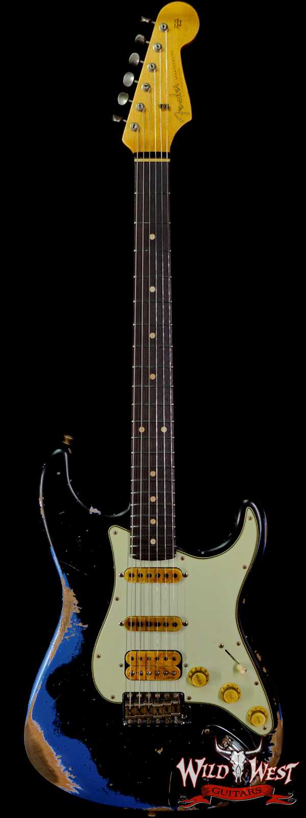 Fender Custom Shop Wild West Black Lightning 2.0 Stratocaster HSS Rosewood Board 22 Frets Heavy Relic Lake Placid Blue