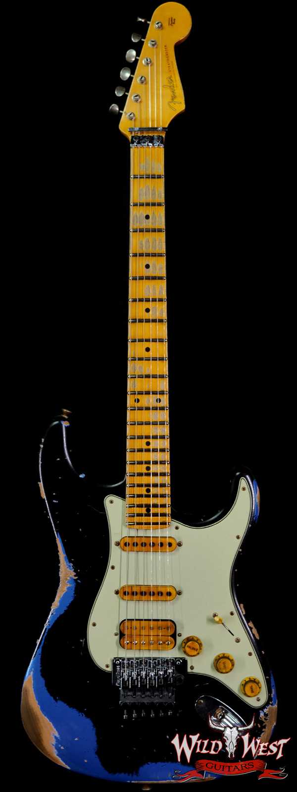 Fender Custom Shop Wild West Black Lightning Stratocaster HSS Floyd Rose Maple Board 22 Frets Heavy Relic Lake Placid Blue