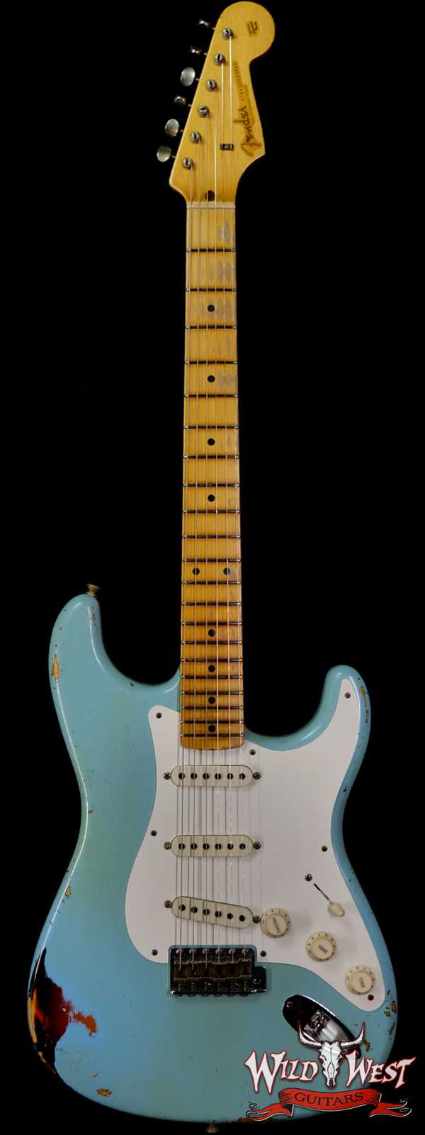 Fender Custom Shop Kyle McMillin Masterbuilt 1958 Stratocaster Relic Hand-Wound Pickups Faded Daphne Blue over 3 Tone Sunburst