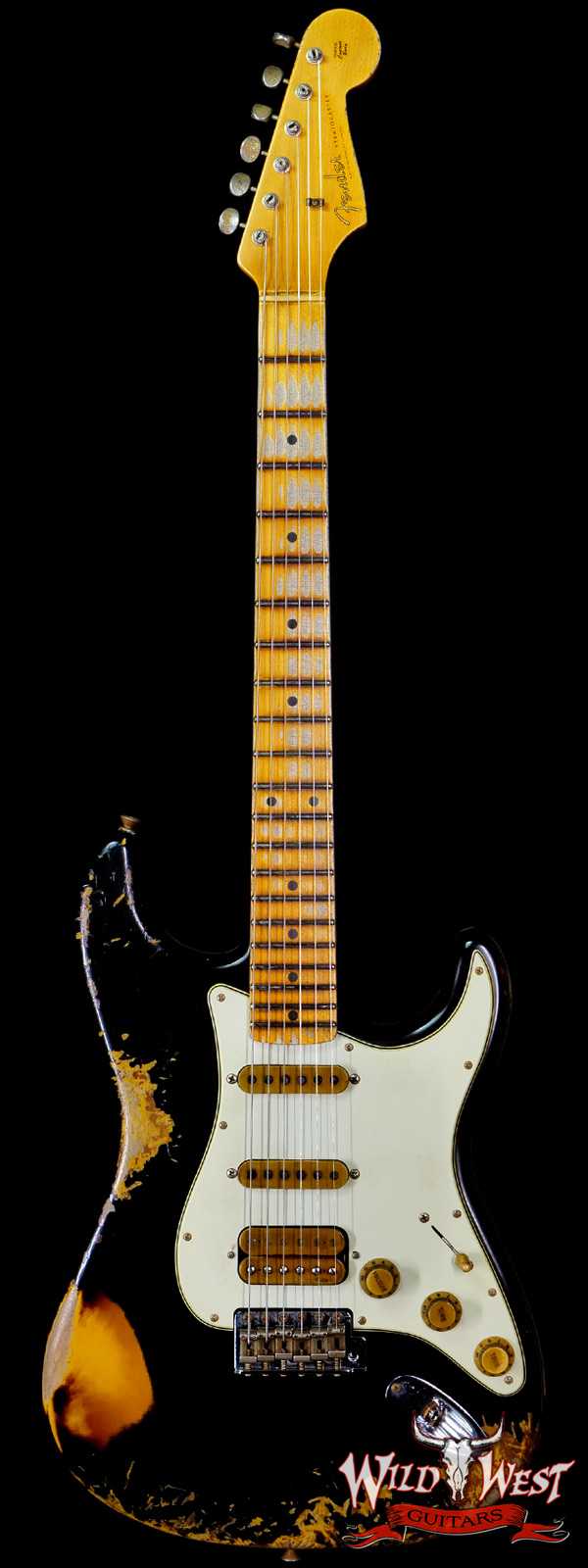 Fender Custom Shop Wild West Black Lightning 2.0 Stratocaster HSS Maple Board 21 Frets Heavy Relic 2 Tone Sunburst