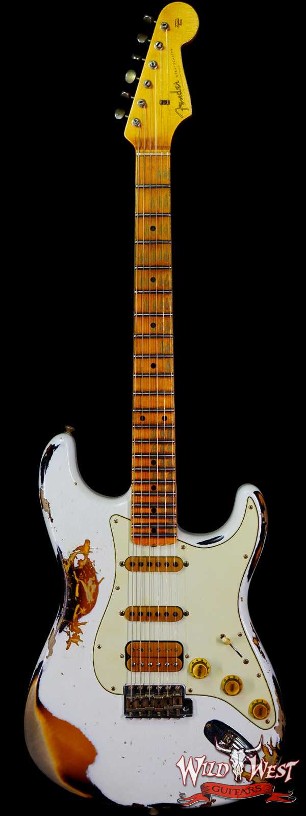 Fender Custom Shop Wild West White Lightning 2.0 Stratocaster HSS Maple Board 21 Frets Heavy Relic 2 Tone Sunburst