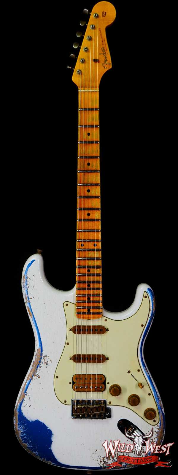 Fender Custom Shop Wild West White Lightning 2.0 Stratocaster HSS Maple Board 21 Frets Heavy Relic Lake Placid Blue