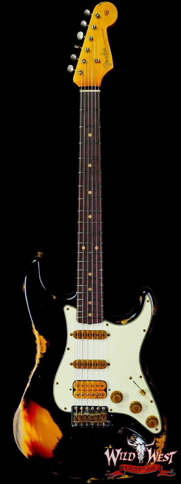 Fender Custom Shop Wild West Black Lightning 2.0 Stratocaster HSS Rosewood Board 21 Frets Heavy Relic 3 Tone Sumburst