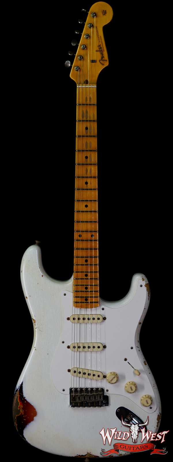 Fender Custom Shop Kyle McMillin Masterbuilt 1958 Stratocaster Hand-Wound Pickups Relic Aged Olympic White over 3 Tone Sunburst