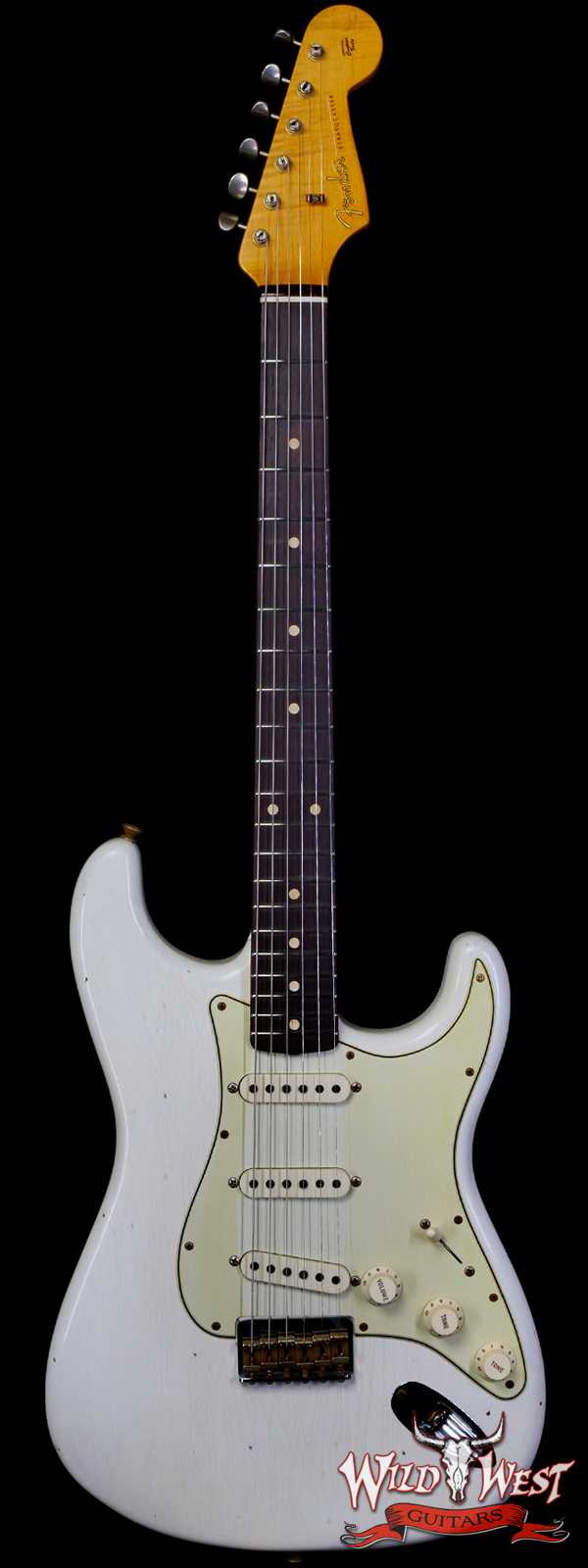 Fender Custom Shop Limited Edition 1961 Stratocaster Hardtail Hand-Wound Pickups AAA Dark Rosewood Slab Board Relic Aged Olympic White