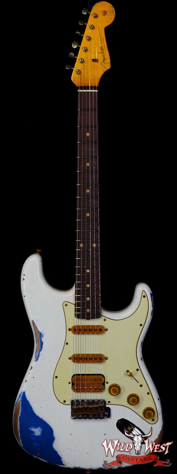 Fender Custom Shop Wild West White Lightning 2.0 Stratocaster HSS Rosewood Board 21 Frets Heavy Relic Lake Placid Blue