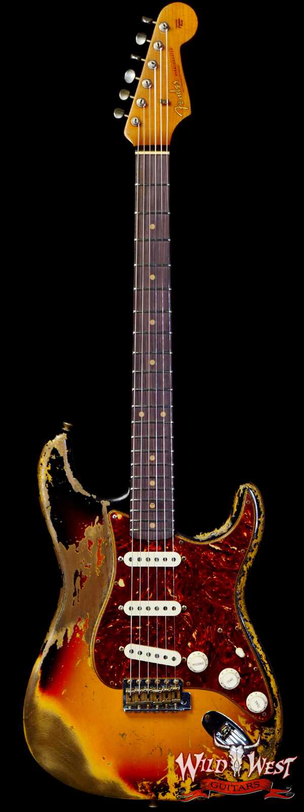 Fender Custom Shop Limited Edition Roasted 1961 Stratocaster AAA Rosewood Slab Board Hand-Wound Pickups Super Heavy Relic Aged 3 Tone Sunburst
