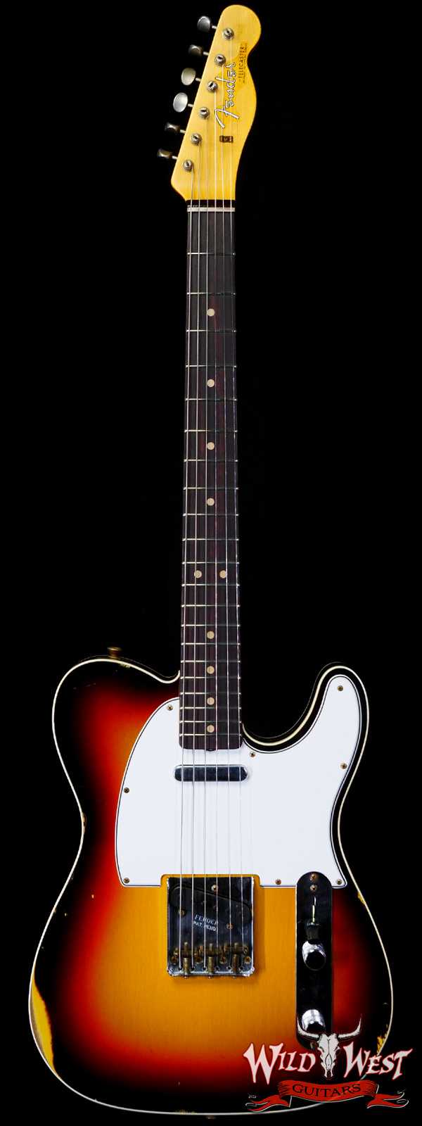 Fender Custom Shop 1962 Telecaster Custom Rosewood Slab Board Hand-Wound Pickups Relic 3 Tone Sunburst