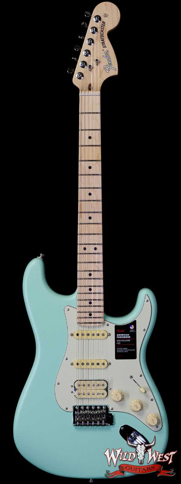 Fender American Performer Stratocaster HSS  Maple Fingerboard Satin Surf Green