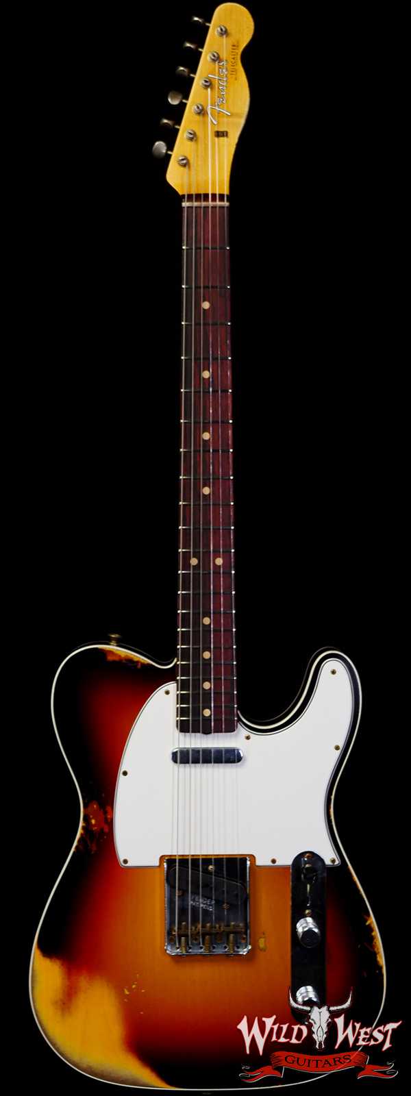 Fender Custom Shop 1962 Telecaster Custom Rosewood Slab Board Hand-Wound Pickups Heavy Relic 3 Tone Sunburst