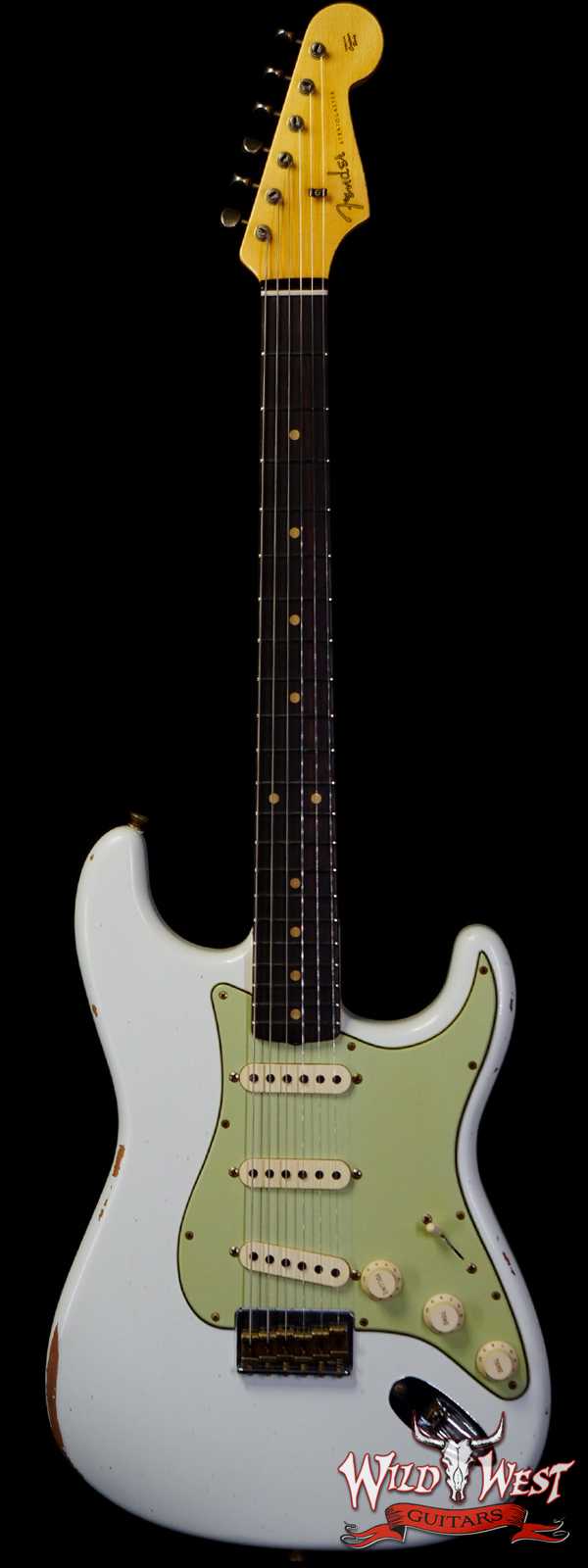 Fender Custom Shop 1962 Stratocaster Hardtail Hand-Wound Pickups AAA Dark Rosewood Slab Board Relic Olympic White 6.90 LBS