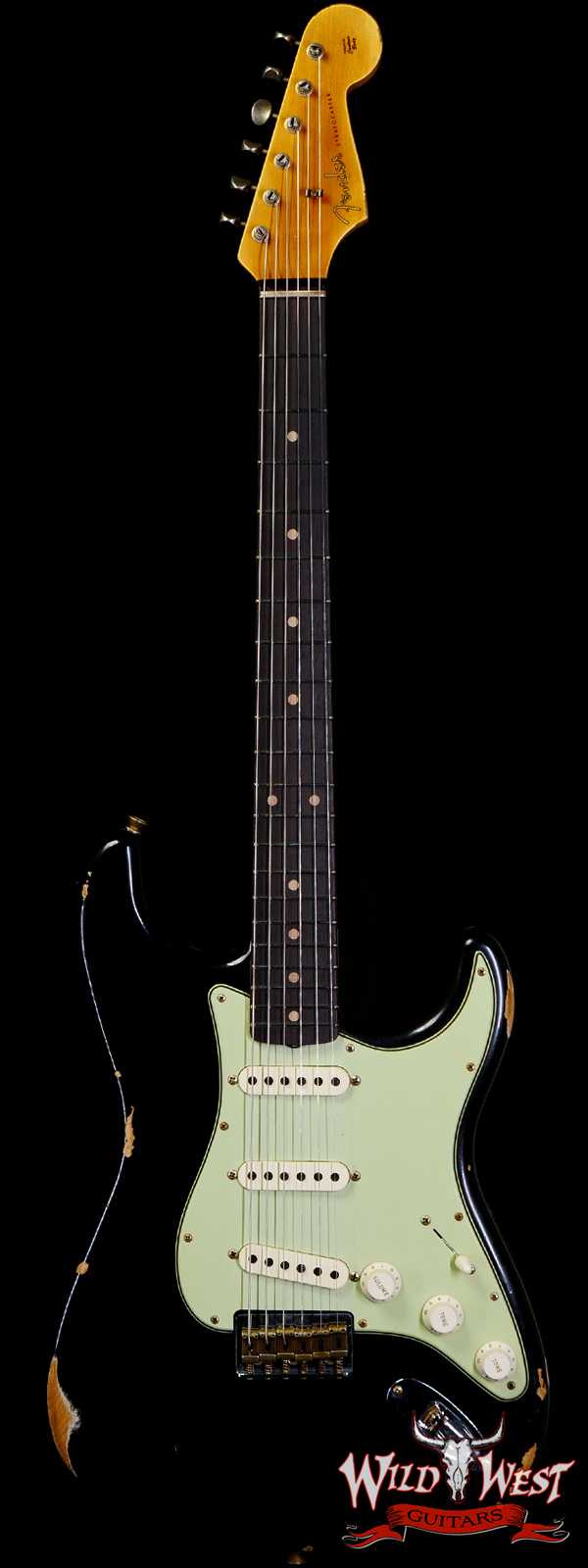 Fender Custom Shop 1962 Stratocaster Hardtail Hand-Wound Pickups AAA Dark Rosewood Slab Board Relic Black 6.90 LBS