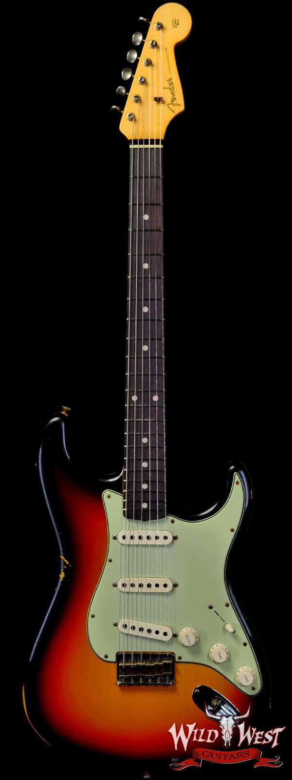 Fender Custom Shop 1962 Stratocaster Hardtail Hand-Wound Pickups AAA Dark Rosewood Slab Board Relic 3 Tone Sunburst 6.95 LBS