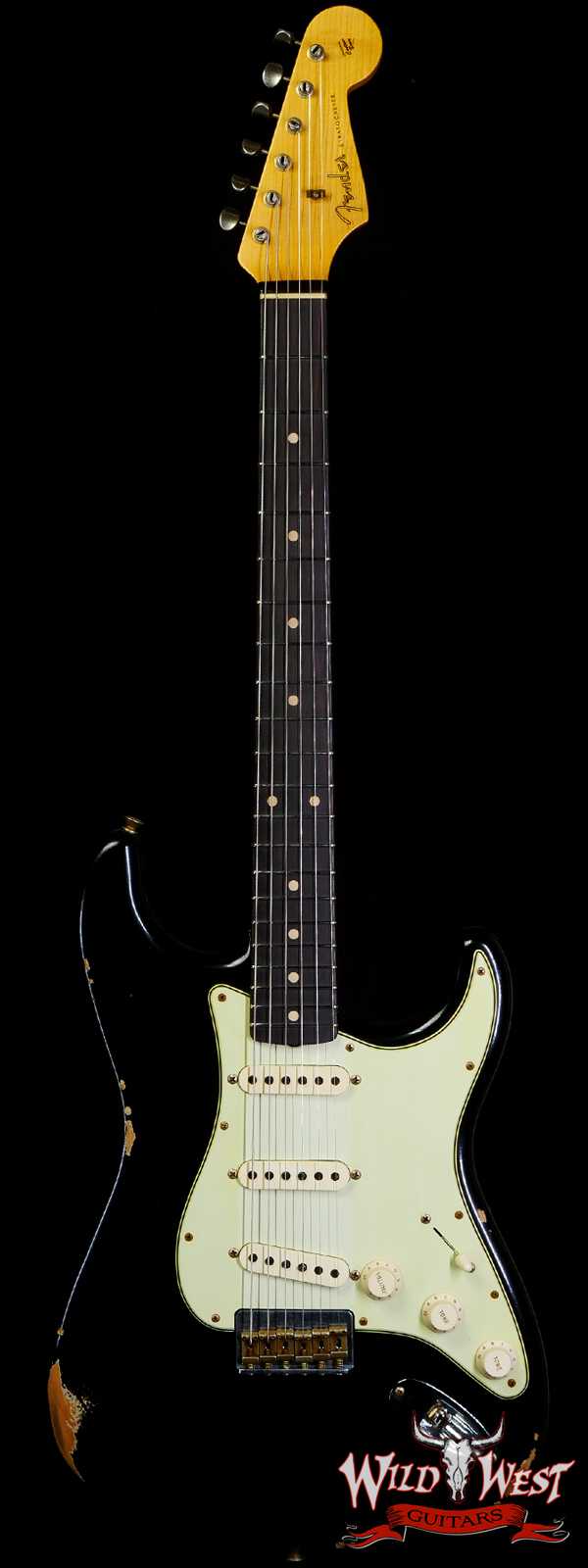 Fender Custom Shop 1962 Stratocaster Hardtail Hand-Wound Pickups AAA Dark Rosewood Slab Board Relic Black 6.65 LBS