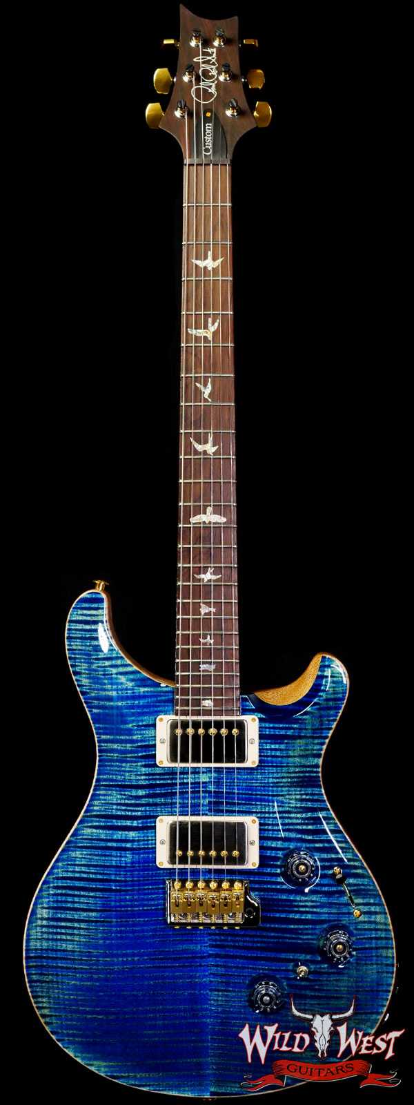 Paul Reed Smith PRS Wood Library 10 Top Swamp Ash Custom 24 Piezo P24 Flame Maple Neck Brazilian Rosewood Board River Blue