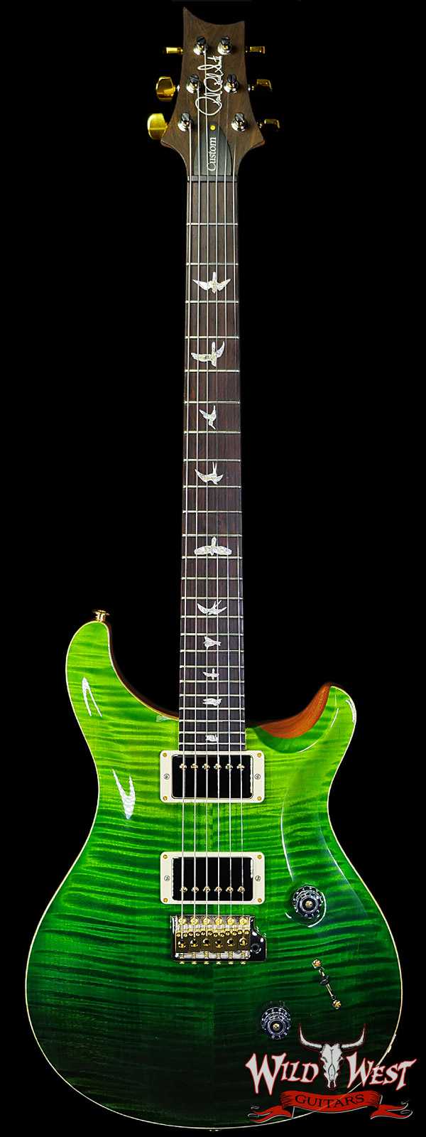 Paul Reed Smith PRS Wood Library 10 Top Custom 24 Flame Maple Neck Brazilian Rosewood Board Green Fade