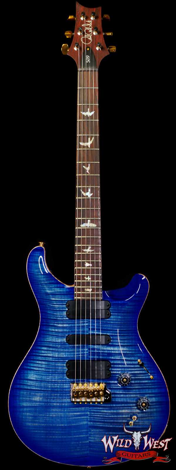 Paul Reed Smith PRS Wood Library 10 Top Swamp Ash 509 Flame Maple Neck Brazilian Rosewood Faded Blue Burst