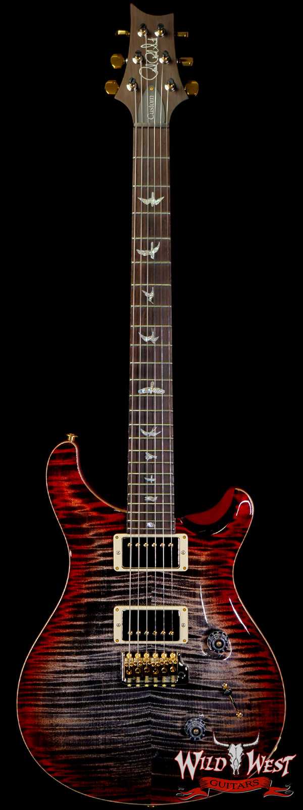 PRS Wood Library 10 Top Custom 24 Stained Flame Maple Neck Brazilian Rosewood Charcoal Cherry Burst