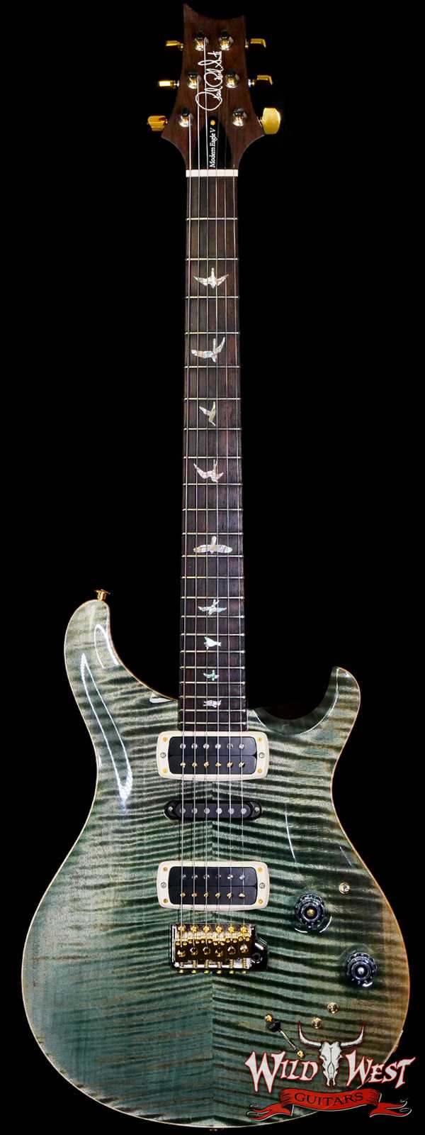 Paul Reed Smith PRS Wood Library 10 Top Modern Eagle V ME5 Flame Maple Neck Brazilian Rosewood Board Trampas Green