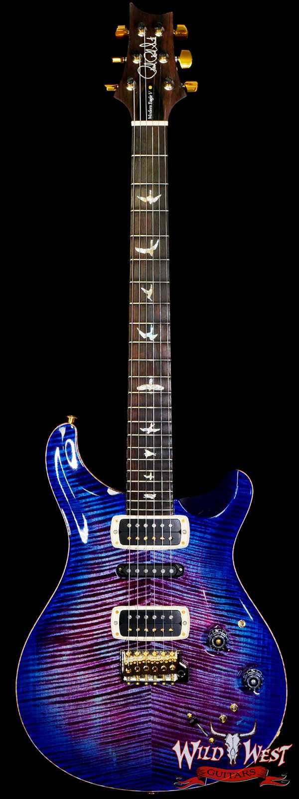 Paul Reed Smith PRS Wood Library 10 Top Modern Eagle V Flame Maple Neck Brazilian Rosewood Board Violet Blue Burst