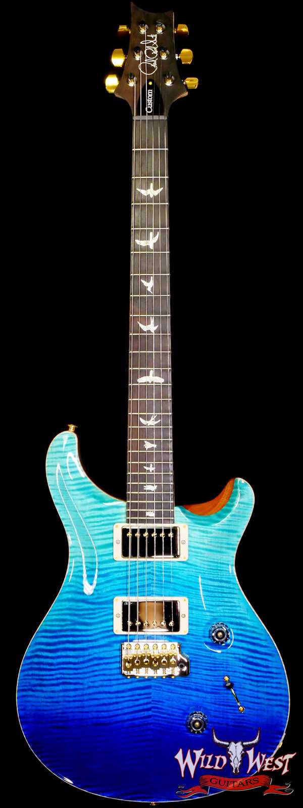 Paul Reed Smith PRS Wood Library 10 Top Custom 24 Flame Maple Neck Brazilian Rosewood Board Blue Fade