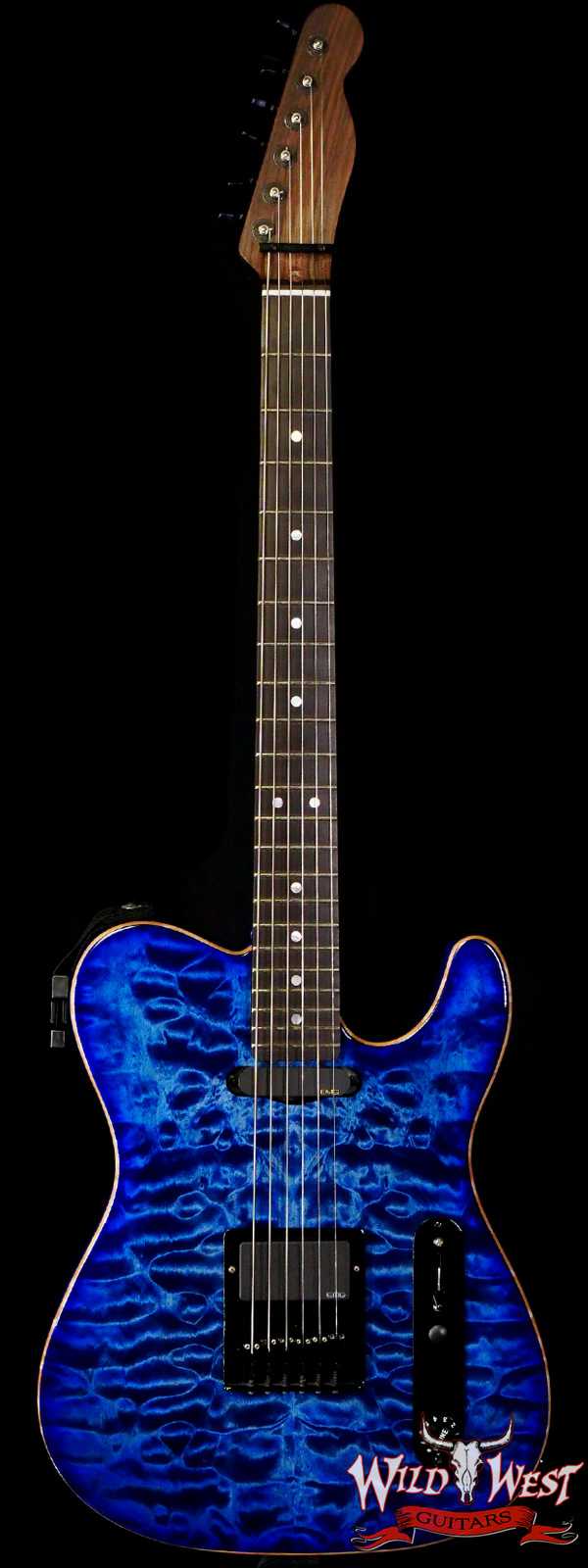 Jim Root Collection Warmoth Quilt Maple Top Telecaster Rosewood Neck Ebony Fingerboard Trans Blue