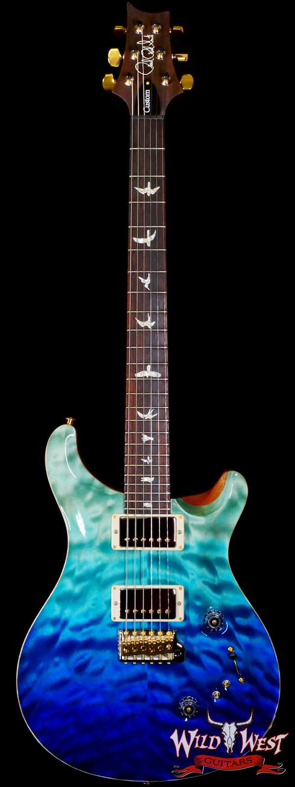 Paul Reed Smith PRS Wood Library 10 Top Quilt Maple Custom 24-08 Brazilian Rosewood Board Blue Fade