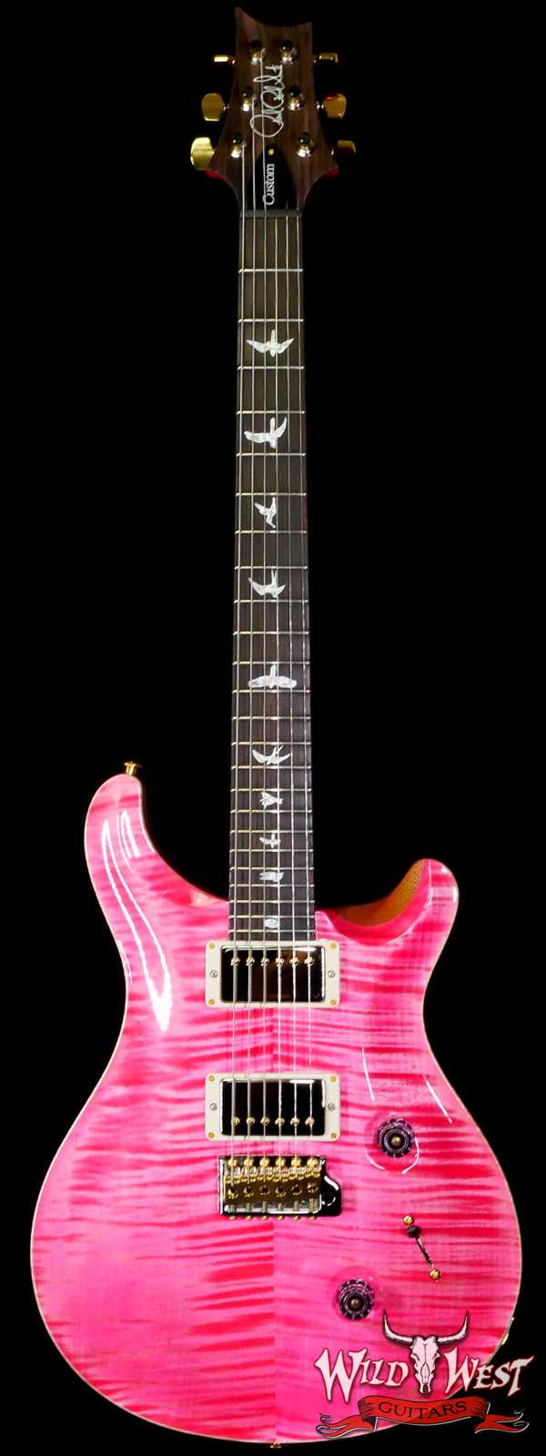 Paul Reed Smith PRS Wood Library 10 Top Custom 24 Flame Maple Neck Brazilian Rosewood Board Bonnie Pink
