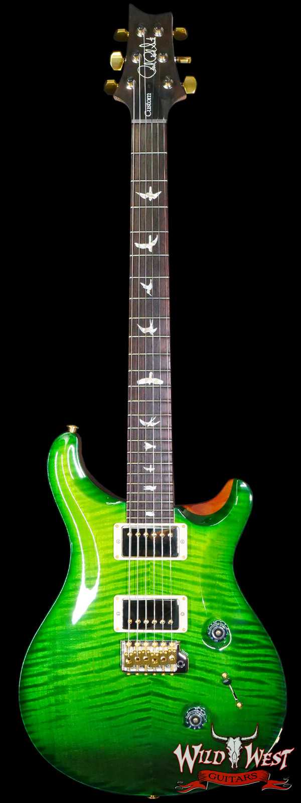 Paul Reed Smith PRS Wood Library 10 Top Custom 24 Flame Maple Neck Brazilian Rosewood Board Green Fade Burst