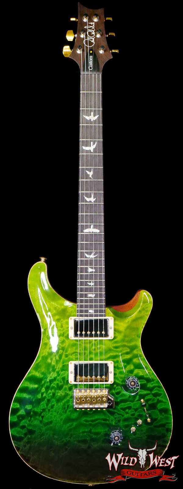 Paul Reed Smith PRS Wood Library 10 Top Custom 24-08 1-Piece Quilt Top Brazilian Rosewood Fingerboard Green Fade