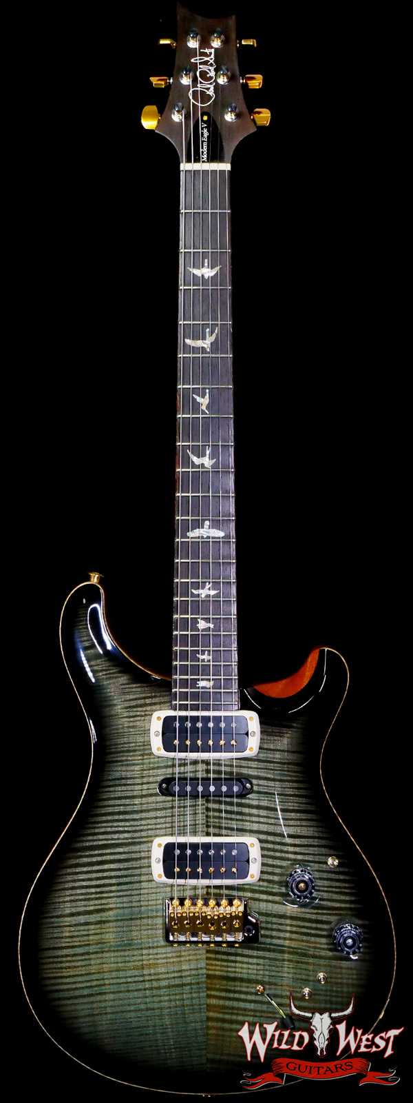 Paul Reed Smith PRS Wood Library 10 Top Modern Eagle V ME5 Flame Maple Neck Brazilian Rosewood Board Trampas Green Burst