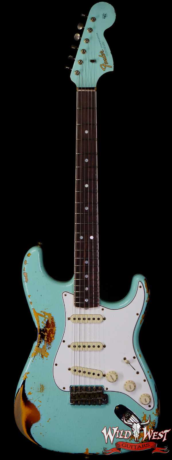 Fender Custom Shop Limited 1967 Stratocaster Hand-Wouund Heavy Relic Surf Green over 3 Tone Sunburst